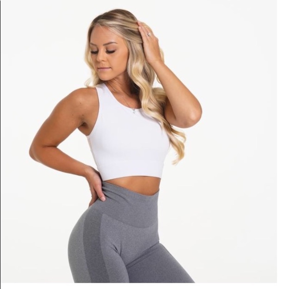NVGTN white lush mesh sports bra